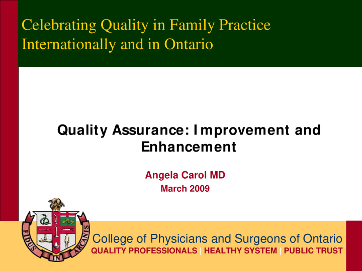 celebrating quality in family practice internationally