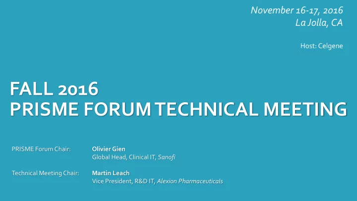 prisme forum technical meeting