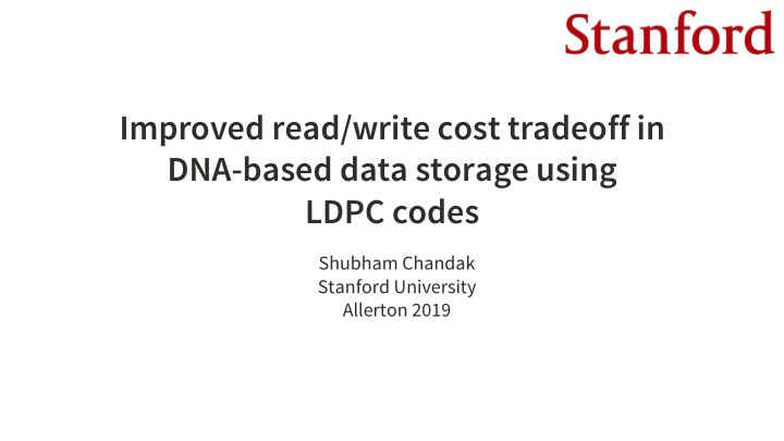 improved read write cost tradeoff in dna based data