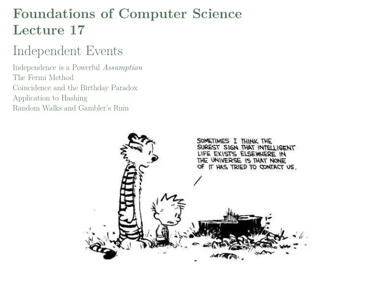 foundations of computer science lecture 17 independent