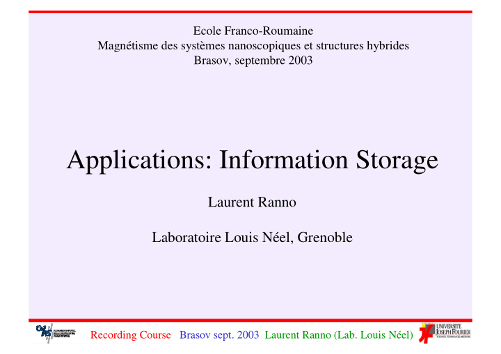 applications information storage