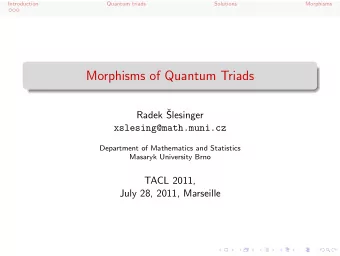 Morphisms of Quantum Triads  Radek   Slesinger  xslesing@math.muni.cz  Department of Mathematics