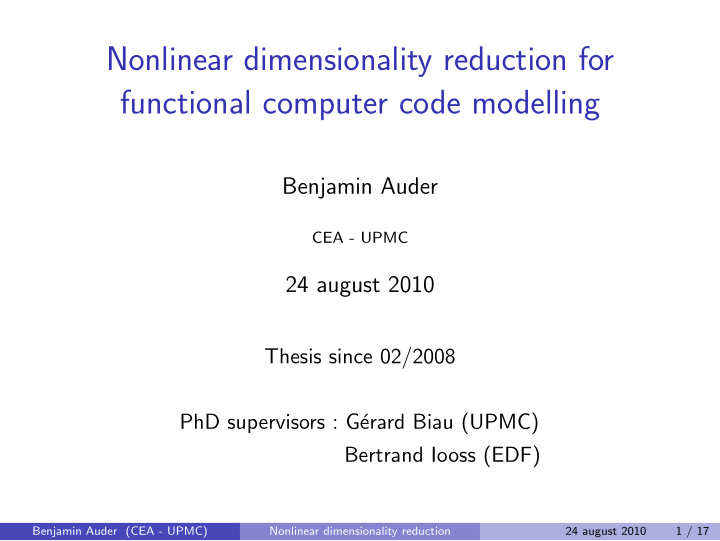 nonlinear dimensionality reduction for functional