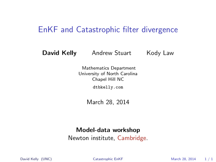 enkf and catastrophic filter divergence