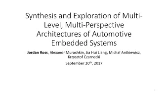Synthesis and Exploration of Multi-  Level, Multi-Perspective  Architectures of Automotive