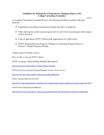 Guidelines for Submission of Proposals for Changing Majors to the  College Curriculum Committee