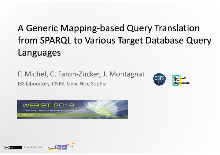 a generic mapping based query translation a generic
