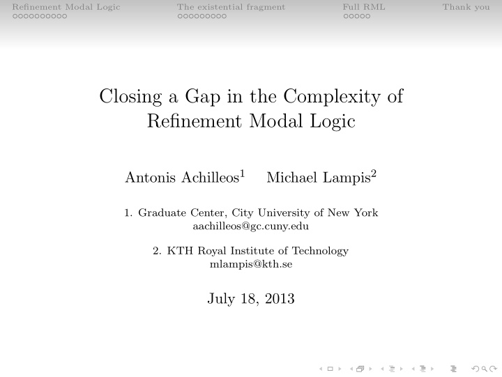 closing a gap in the complexity of refinement modal logic