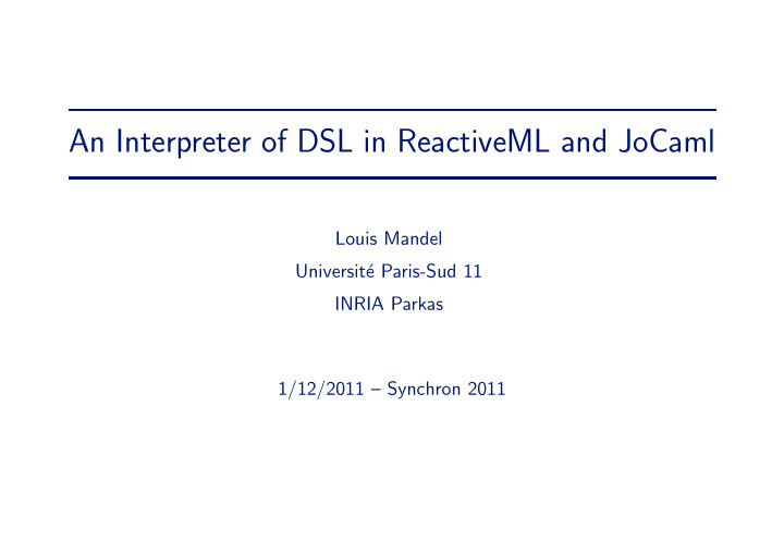 an interpreter of dsl in reactiveml and jocaml