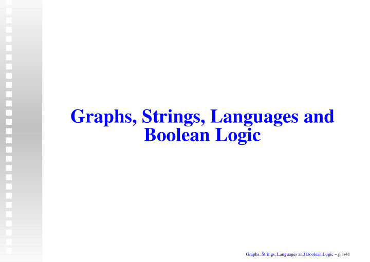 graphs strings languages and boolean logic