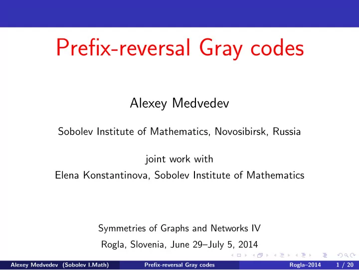 prefix reversal gray codes