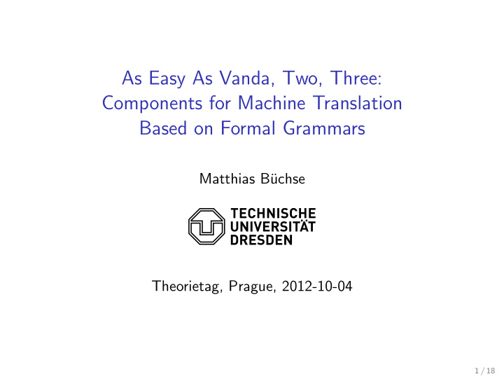 as easy as vanda two three components for machine