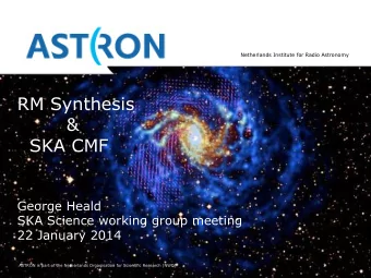 RM Synthesis  &amp; SKA CMF  George Heald  SKA Science working group meeting  22 January 2014  1