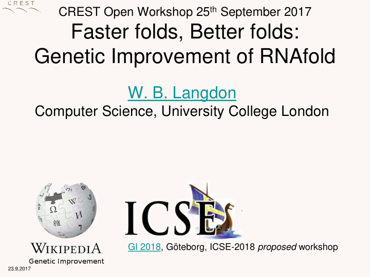 faster folds better folds genetic improvement of rnafold