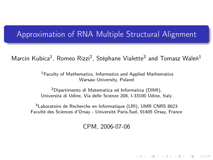 approximation of rna multiple structural alignment