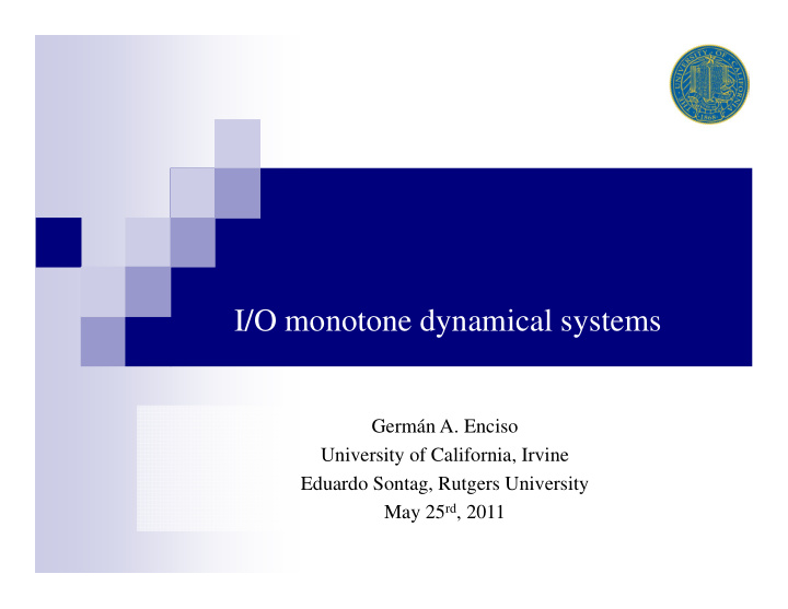 i o monotone dynamical systems