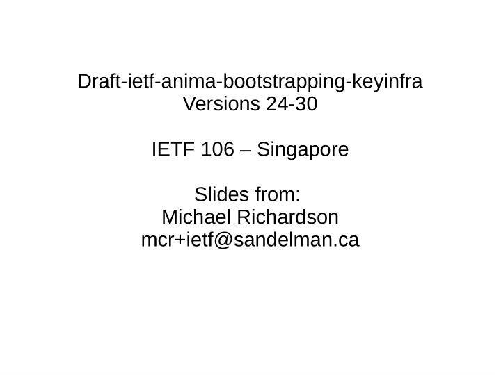 draft ietf anima bootstrapping keyinfra versions 24 30