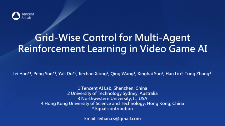 grid wise control for multi agent reinforcement learning