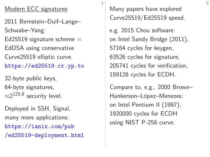 modern ecc signatures many papers have explored