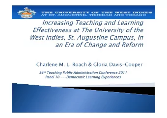 Charlene M. L. Roach &amp; Gloria Davis-Cooper 34 th Teachin  ing Public  ic Admin  inistr  trati