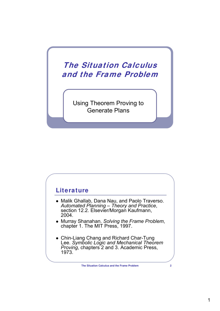 the situation calculus and the frame problem