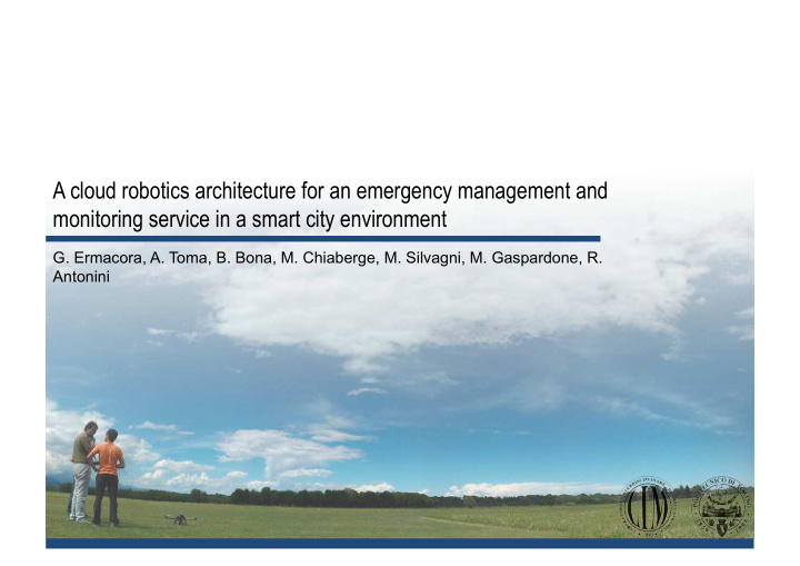 a cloud robotics architecture for an emergency management
