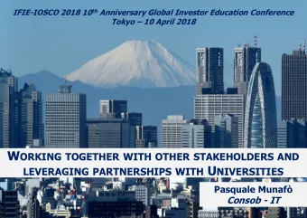 About Consob  The Italian authority  responsible for the  supervision of the  securities sector