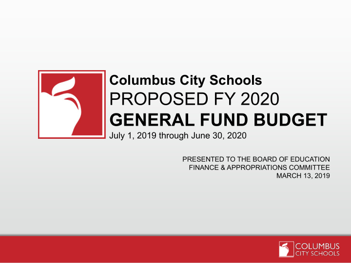 proposed fy 2020 general fund budget