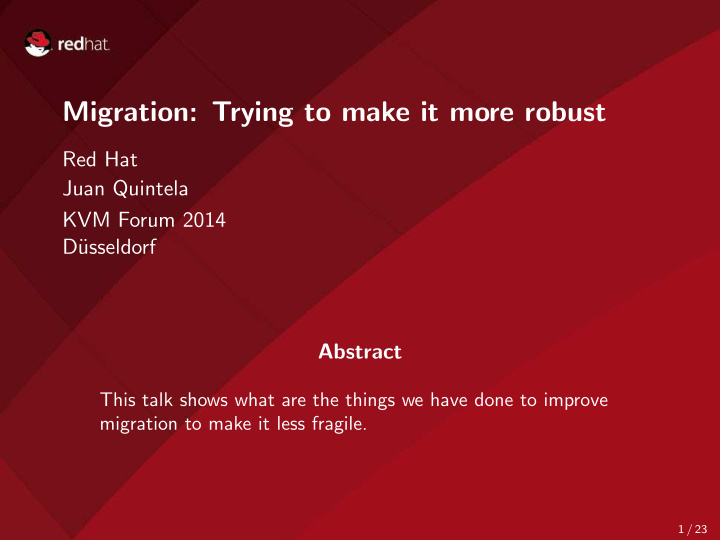 migration trying to make it more robust