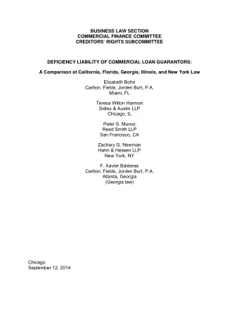 BUSINESS LAW SECTION  COMMERCIAL FINANCE COMMITTEE  CREDITORS RIGHTS SUBCOMMITTEE  DEFICIENCY