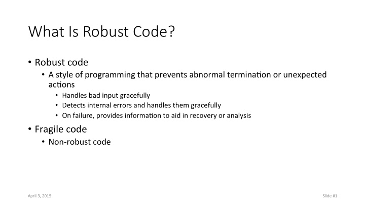 what is robust code