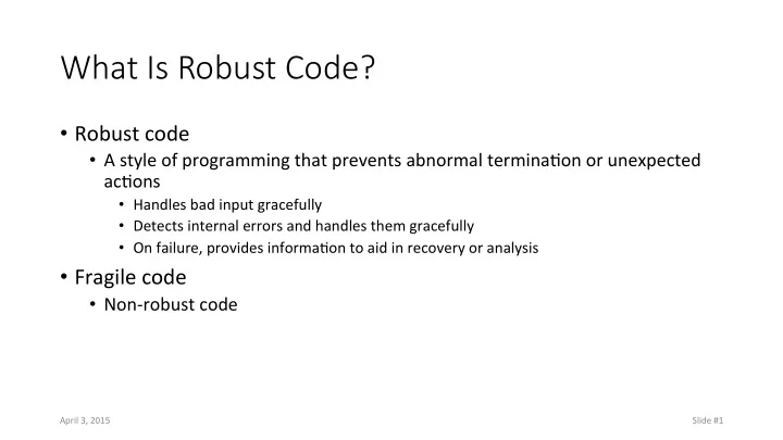 what is robust code