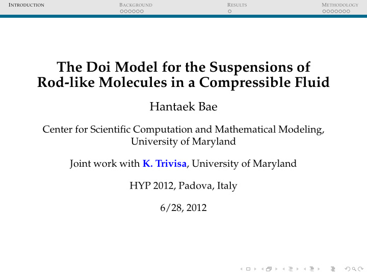 the doi model for the suspensions of rod like molecules