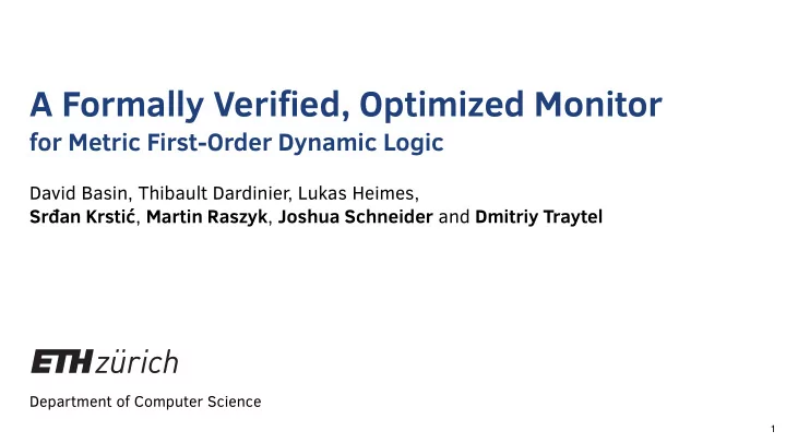 a formally verified optimized monitor