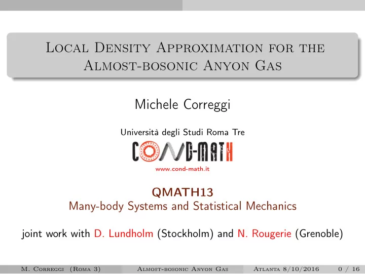 local density approximation for the almost bosonic anyon