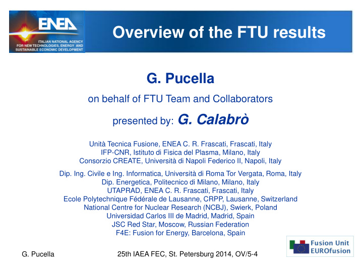 overview of the ftu results