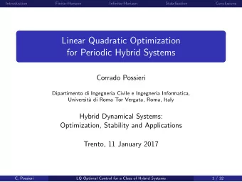 Linear Quadratic Optimization  for Periodic Hybrid Systems  Corrado Possieri  Dipartimento di
