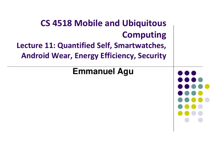 cs 4518 mobile and ubiquitous computing