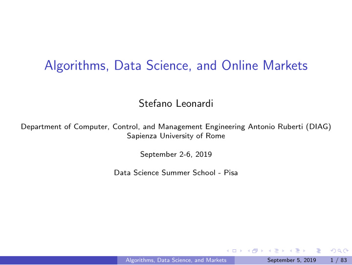 algorithms data science and online markets