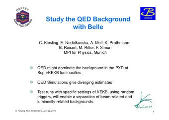 Study the QED Background  with Belle  C. Kiesling, E. Nedelkovska, A. Moll, K. Prothmann,  B.