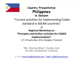 Where we are  Structure of  National Food Control Systems  Department of Agriculture  Department