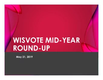 WISVOTE MID-YEAR  ROUND-UP  May 21, 2019  Mikey Sabaka   Presenter  Patrick Brennan