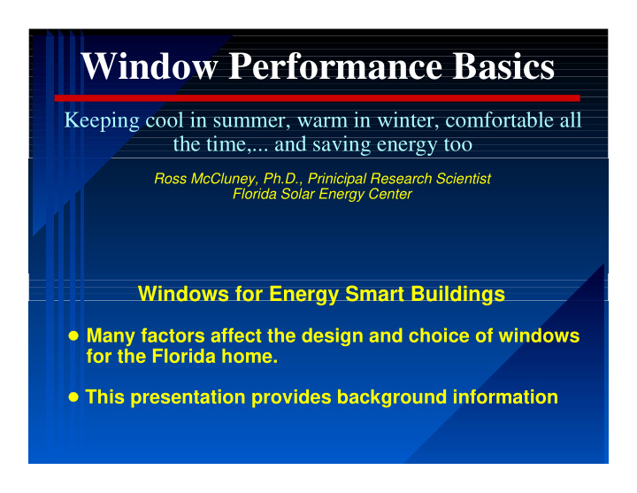 window performance basics