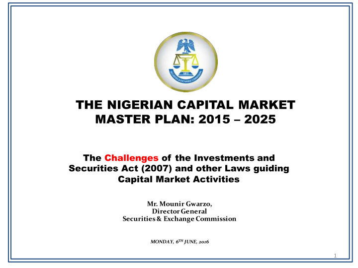 the nigerian capital market master plan 2015 2025