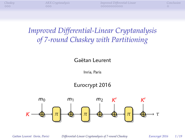 improved differential linear cryptanalysis of 7 round