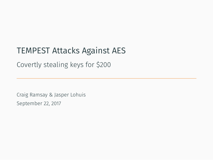 tempest attacks against aes