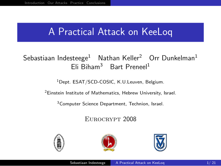 a practical attack on keeloq