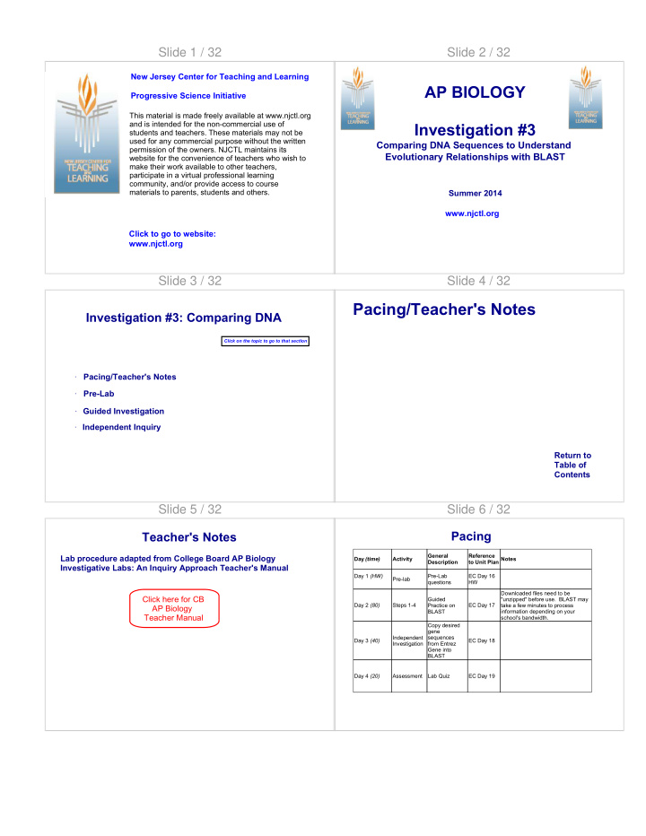 pacing teacher s notes