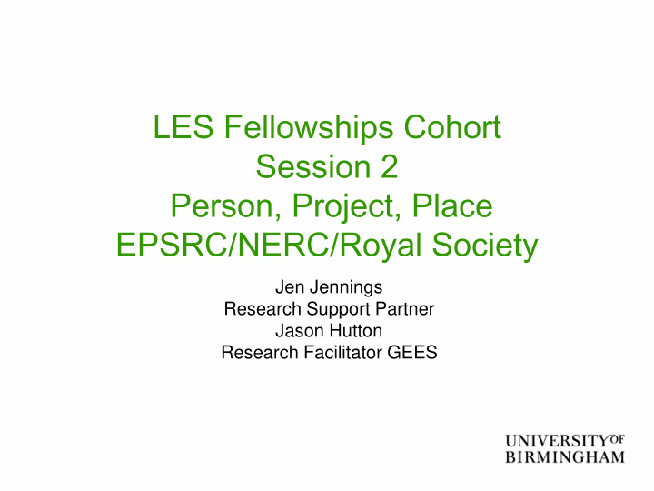 les fellowships cohort session 2 person project place