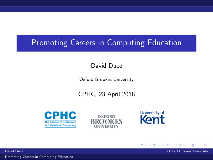 promoting careers in computing education